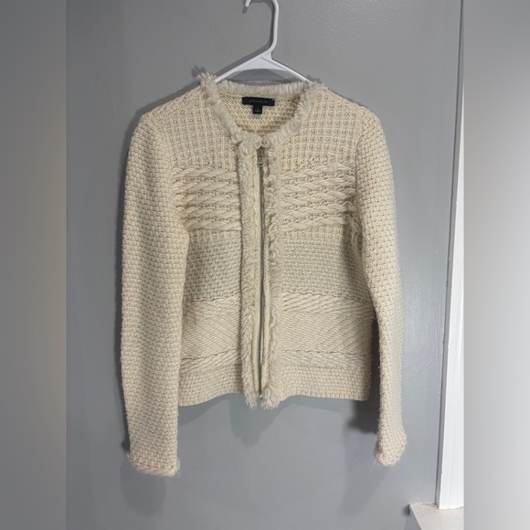 Ann Taylor sweater jacket zip cardigan Multi knit styling cream color size S - Picture 1 of 10